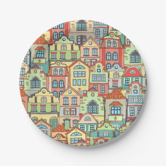 Welcome Home Neighborhood City Paper Plates (Front)