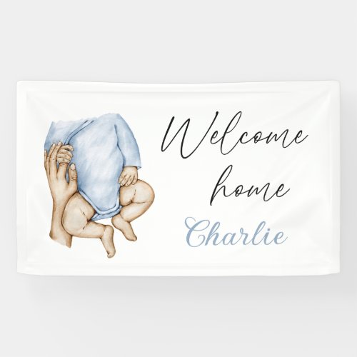 Welcome home newborn baby boy banner