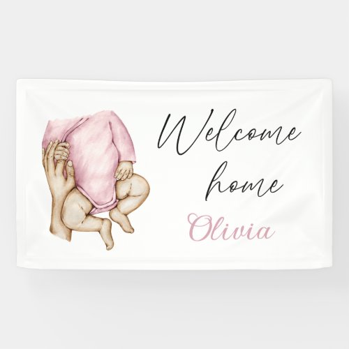 Welcome home newborn baby girl banner