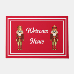 Welcome Home Nutcracker Red and White Front Door Doormat