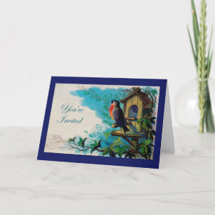 Welcome Home Party Invitation, Robin and Birdhouse Invitation