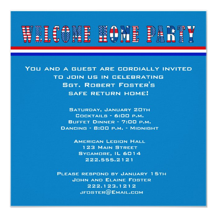 Welcome Home Party Invite