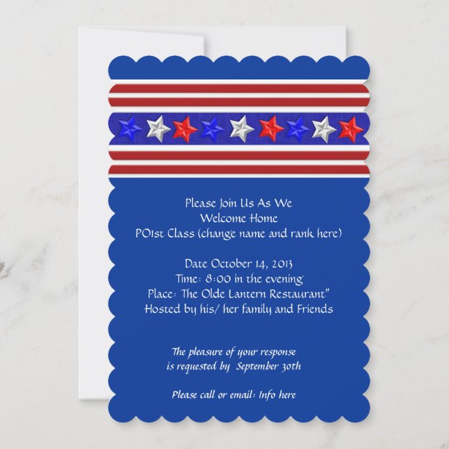 Welcome Home Party Military Patriotic American Invitation (Back)