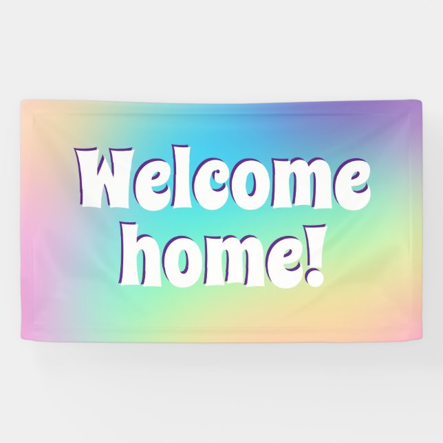Welcome Home! Pastel Rainbow Banner (Horizontal)
