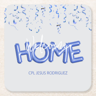 Welcome Home Patriotic Military Hero Party Square Paper Coaster