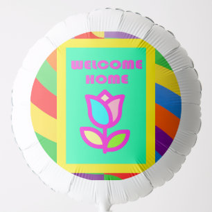 welcome home rainbow and words pattern balloon