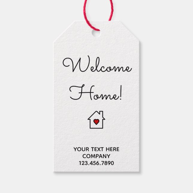 Welcome Home Real Estate Buyer Closing Gift Tags (Front)