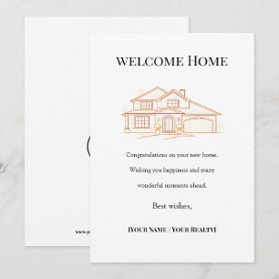 Welcome Home Real Estate Card Elegant  Gold