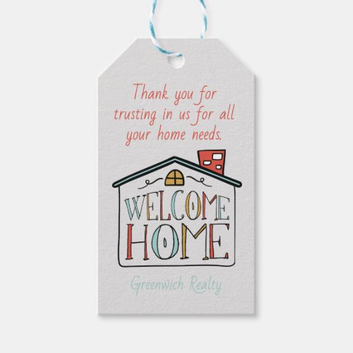 Welcome Home Real Estate Client Gift Tag Label