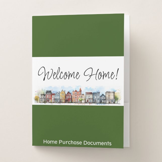 Welcome Home Real Estate Closing Gift Pocket Folder (Front)