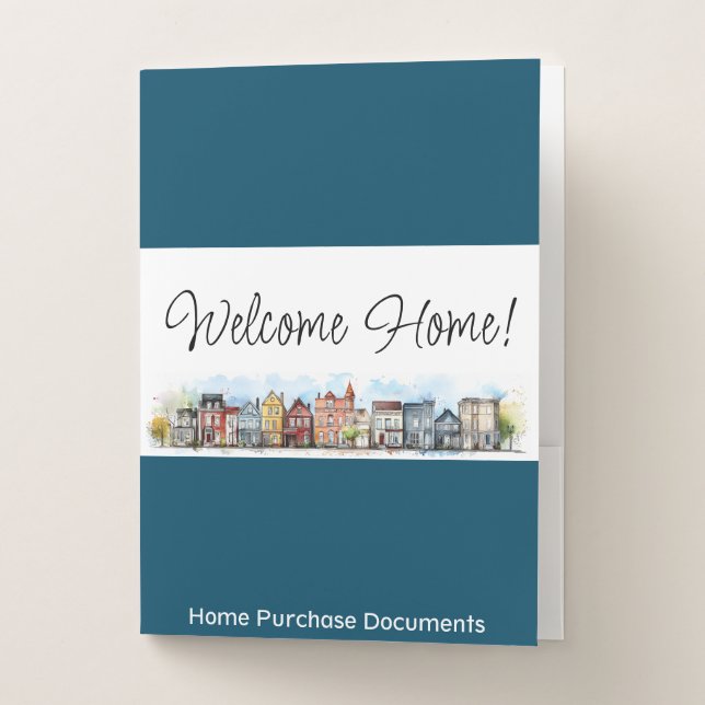Welcome Home Real Estate Closing Gift Pocket Folder (Front)