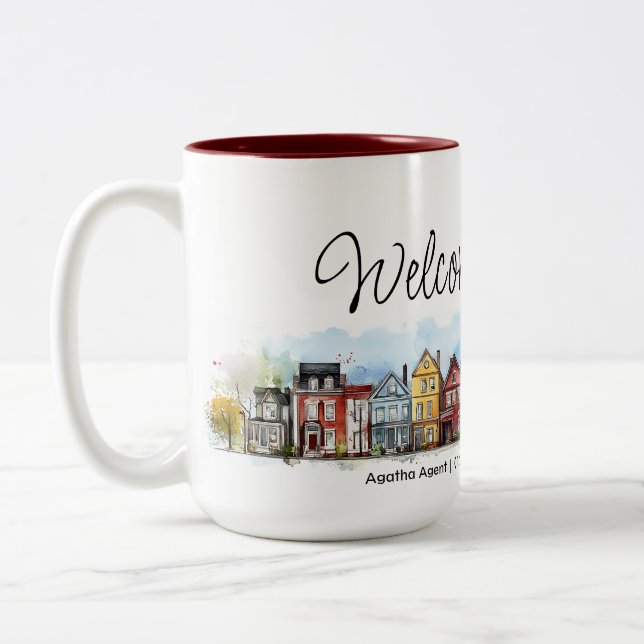 Welcome Home Real Estate Closing Gift Two-Tone Coffee Mug (Left)