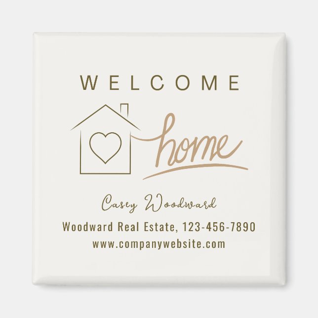 Welcome Home Real Estate New Homeowner Minimalist Magnet (Front)