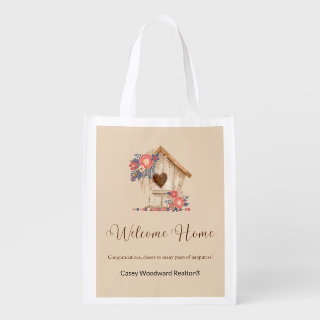 Welcome Home Realtor Congratulations Grocery Bag (Front)