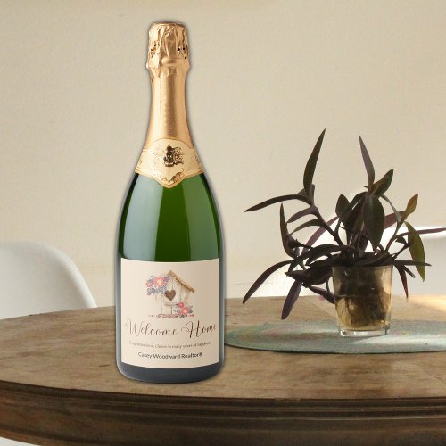 Welcome Home Realtor Congratulations Sparkling Wine Label