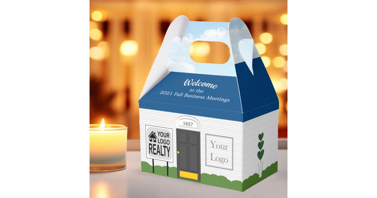Welcome Home Realtor Logo Blue Roof Sky Gift Box | Zazzle