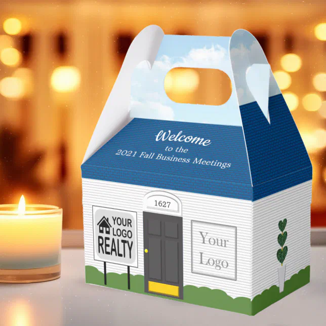 Welcome Home Realtor Logo Blue Roof Sky Gift Box | Zazzle