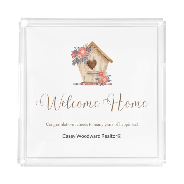 Welcome Home Realtor Personalized  Acrylic Tray (Front)