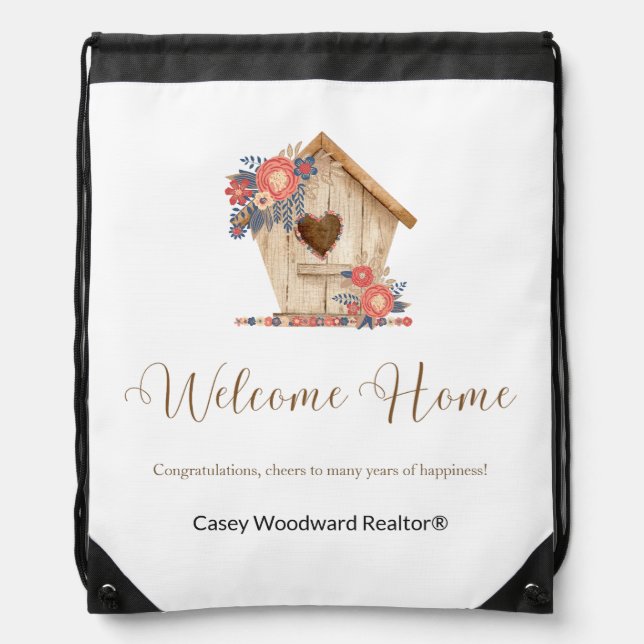 Welcome Home Realtor Personalized  Drawstring Bag (Front)