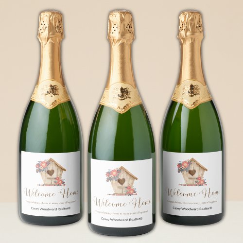 Welcome Home Realtor Personalized  Sparkling Wine Label