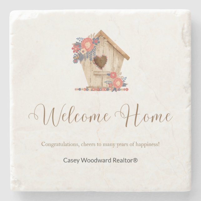Welcome Home Realtor Personalized  Stone Coaster (Front)
