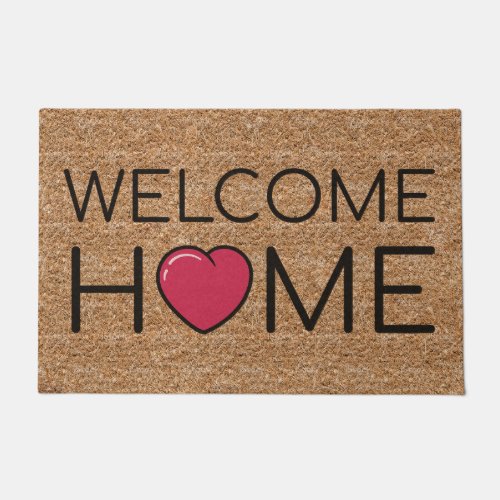 Welcome Home Red Heart Coir Texture Doormat