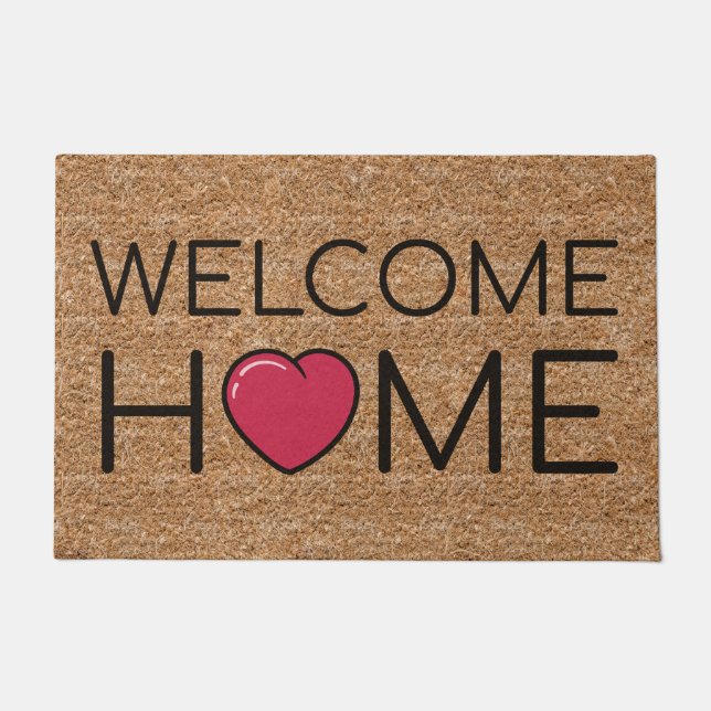 Welcome Home Red Heart Coir Texture Doormat (Front)