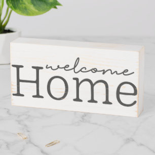 Welcome Home Script Wooden Box Sign