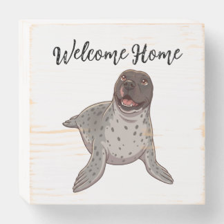 Welcome Home Seal Dog Home Decor Wood Block  Wooden Box Sign