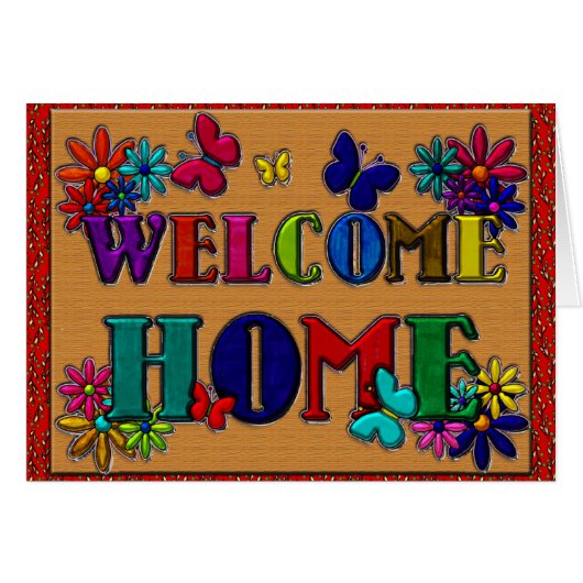 Welcome Home Sign Butterfly Floral (Front Horizontal)