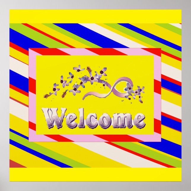 WELCOME HOME SILVER LETTERS AND RAINBOW SURROUND POSTER (Front)