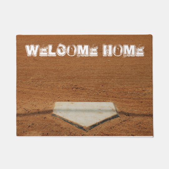 Welcome Home Softball Baseball Home Plate Doormat