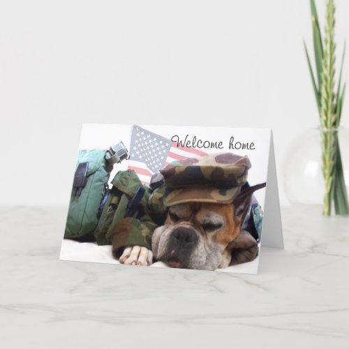 Welcome home Soldier Boxer greeting card