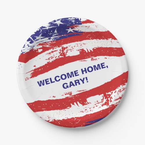 Welcome Home Soldier Military Homecoming Flag Paper Plates