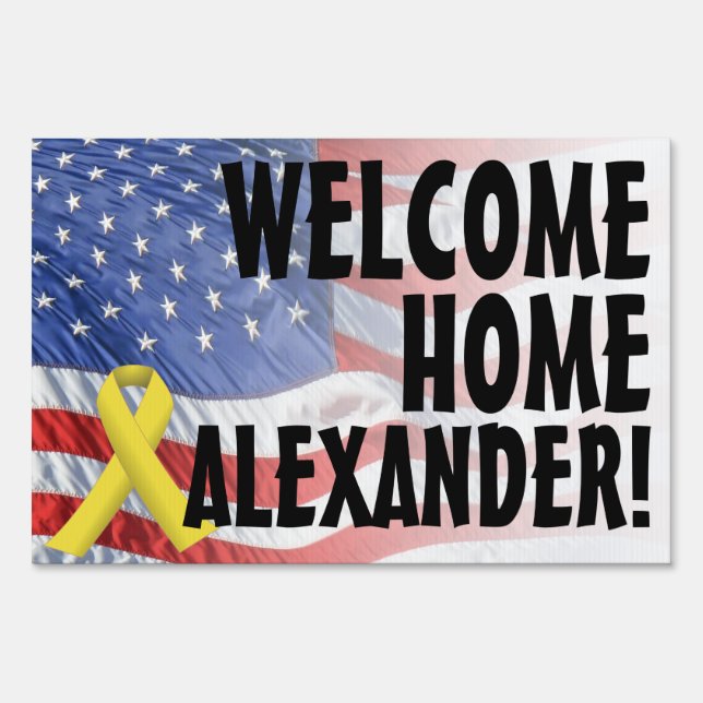 Welcome Home Soldier Military Yard Sign (Front)