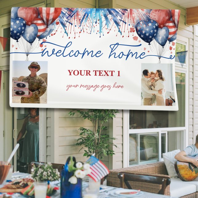 Welcome Home Soldier Patriotic 2 Photos Custom Ban Banner (Creator Uploaded)