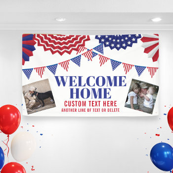 Welcome Home Soldier Patriotic 2 Photos Custom Banner by colorfulgalshop at Zazzle
