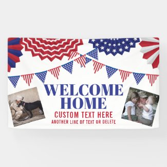 Welcome Home Soldier Patriotic 2 Photos Custom Banner