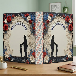 Welcome Home Soldier Patriotic American Art Ivory 3 Ring Binder