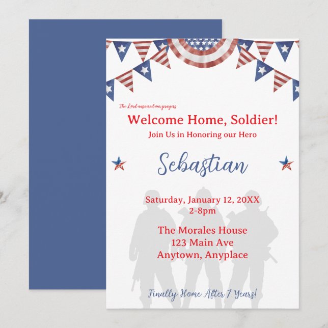 Welcome Home Soldier Patriotic Party Invitation (Front/Back)