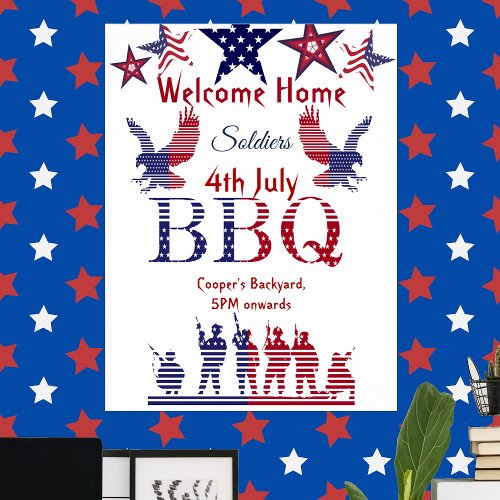 Welcome Home Soldiers 4th July BBQ Flying Eagles  Poster