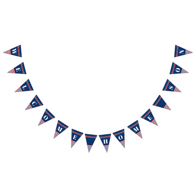 Welcome Home Son Classic Red White Blue Stripes Bunting Flags (All)
