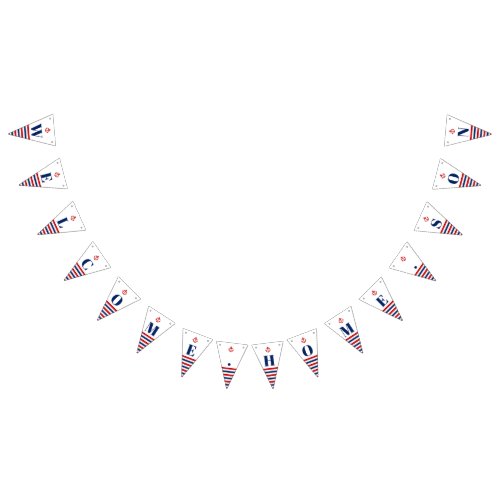 Welcome Home Son Nautical Anchor Stripes Bunting Flags
