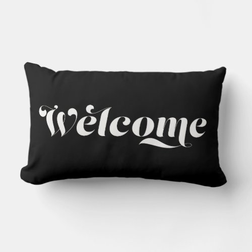 Welcome Home Stylish Calligraphy Black  White Lumbar Pillow