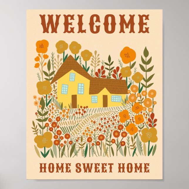 WELCOME HOME SWEET HOME Farmhouse Flowers CUSTOM Poster (Front)