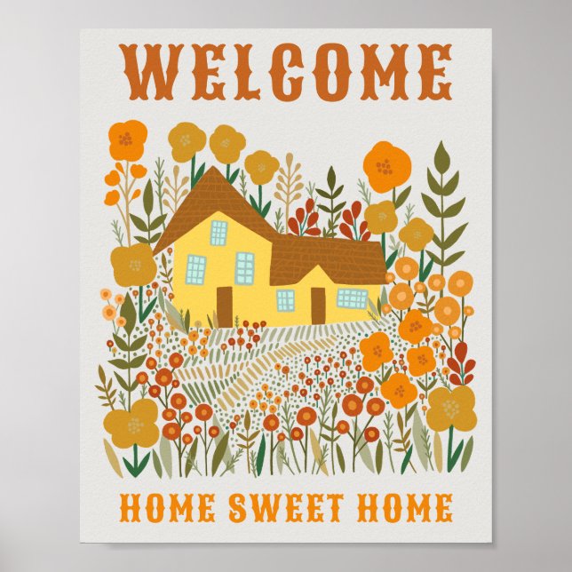 WELCOME HOME SWEET HOME Farmhouse Flowers CUSTOM Poster (Front)