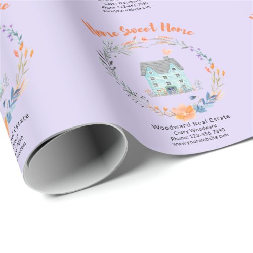 Welcome Home Sweet Home Realtor Custom Name Wrapping Paper