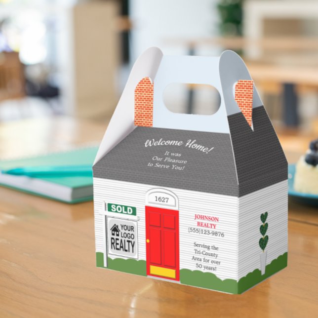 Welcome Home Thank You Realtor Logo Red Door Favor Boxes (Creator Uploaded)
