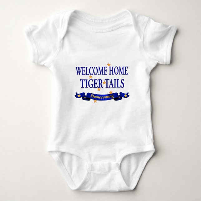 Welcome Home Tiger Tails Baby Bodysuit (Front)