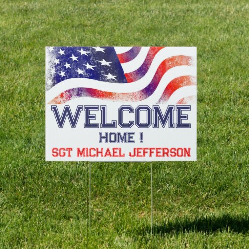 Welcome Home Unique American Flag Military Yard  Sign